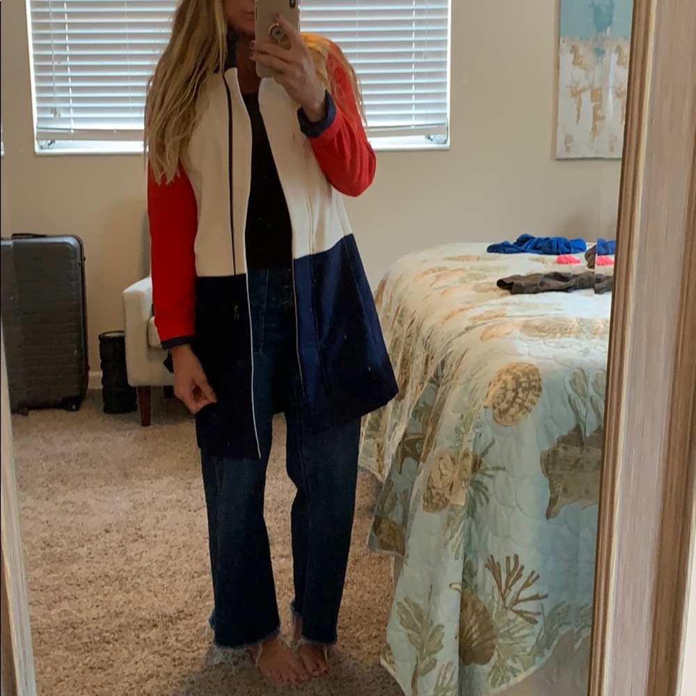 Beautiful red white and cream coat